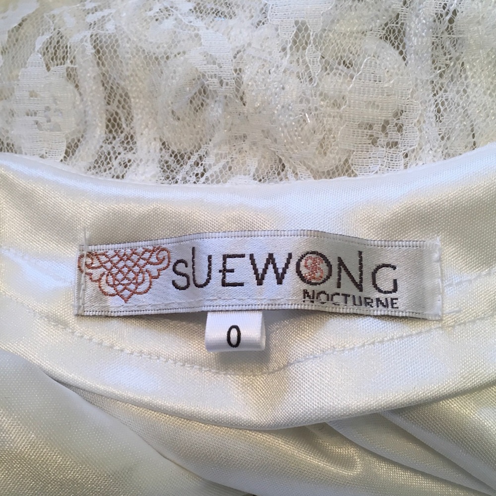 Sue Wong Lace Beaded Ivory Strapless Dress Size 0 - Picture 7 of 8